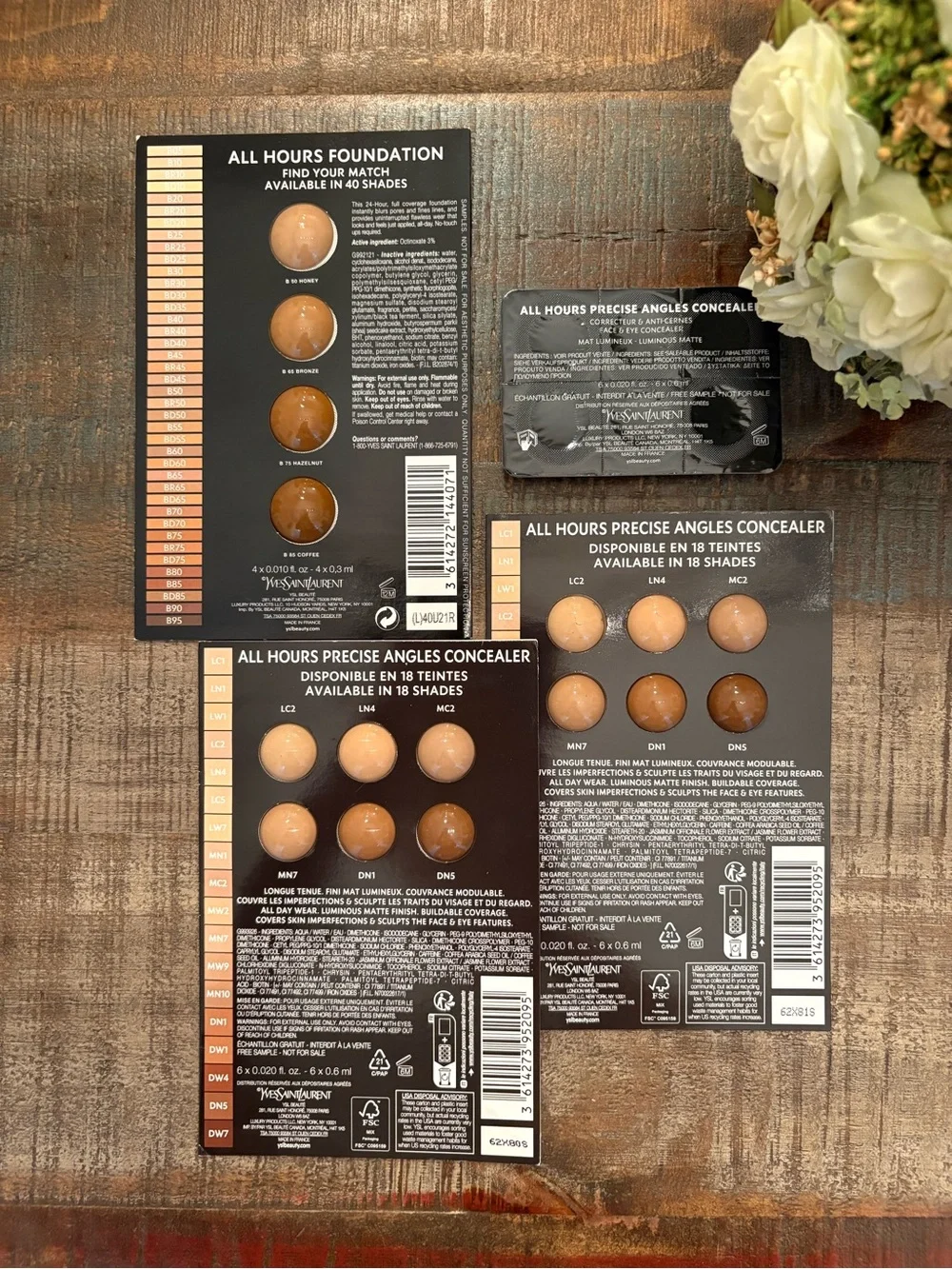New YSL All Hours FOUNDATION & Precise Angles CONCEALER Samples!